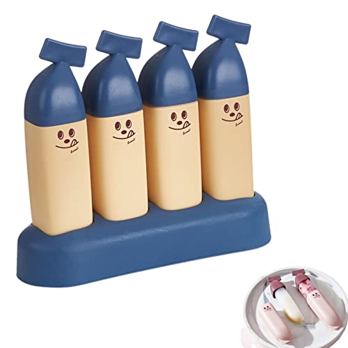 Banana Popsicle Mold Set 4 Pieces Homemade Silicone Popsicle Maker Kid Easy Release Ice Cream Molds Reusable DIY Pop Molds- BPA Free (Blue,4 Cells)