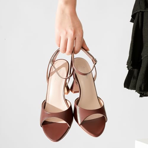 Image of Susanny High Heels for Women Pointed Open Toe Strappy Chunky Block Heels Ankle Strap Stiletto Kitten Heeled Sandals Wedding Bridal Party Prom Sexy Dress Shoes