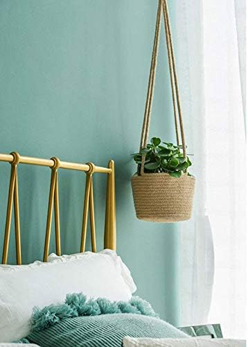 INFILM Nordic Plants Hanger, Handmade Cotton Hemp Hanging Flower Basket Holder Wall Art Seagrass Flower Plant Pot for Indoor Outdoor Home Balcony Garden Decor