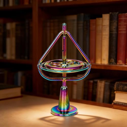 Precision Metal Gyroscope Toy Rainbow Anti Gravity Spinner - Educational Physics Toys & Gyroscope for Adults Illusion, Balance Desk Fidget for Office,...