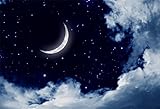 AOFOTO 6x4ft Sweet Crescent Moon Night Backdrop Beautiful Starry Sky Clouds Photography Background Good Dream Baby Kid Children Infant Girl Newborn Boy Artistic Portrait Photo Studio Props Wallpaper