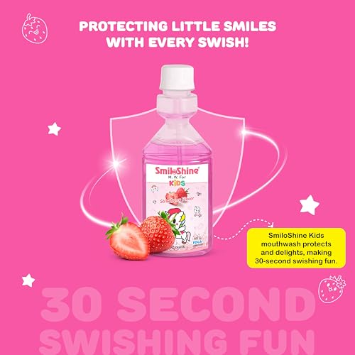 Image of SmiloShine Kids Mouthwash - Juicy Orange /Lemon Lime /Strawberry (150ml) (Strawberry Flavour)