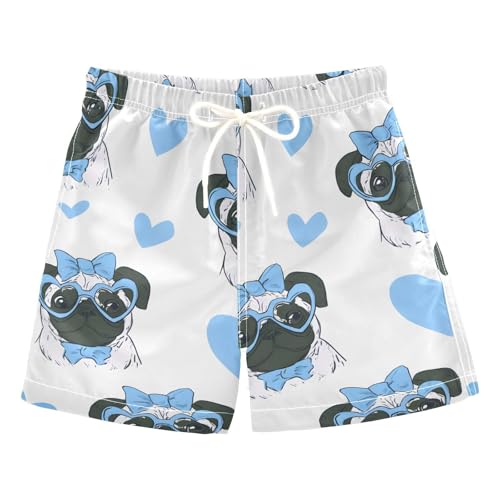 OREZI Boys Swim Trunk Blue Puppy Pattern Bathing Suit Swim Shorts for Toddler Kids Teens