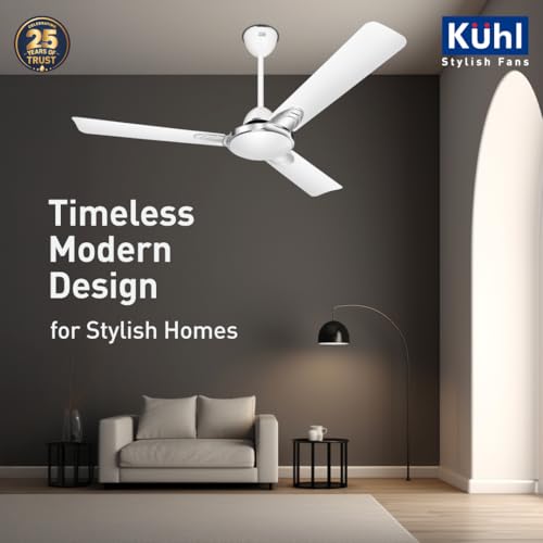 Image of KUHL Brise Star E3-DUO 1200mm BEE 5-Star BLDC Ceiling Fan | 29W Energy Saving (Up to 65%) | High Airflow & Low Noise | Remote as well as Regulator Operated | 5 Year Motor Warranty | ISI Marked (White)