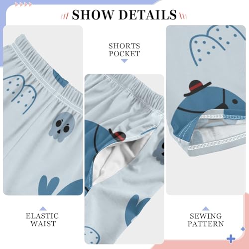 Whale Pirate Boys Pants Boys Athletic Pants Long Pant for Boywith Pockets Wide-Leg Size 6-14Y4