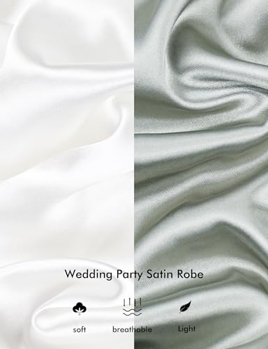 EPLAZA 7 Pcs Bride Bridesmaid Robes for Wedding Bridal Party Women Short Silky Satin Robe Kimono with Gold Glitters4