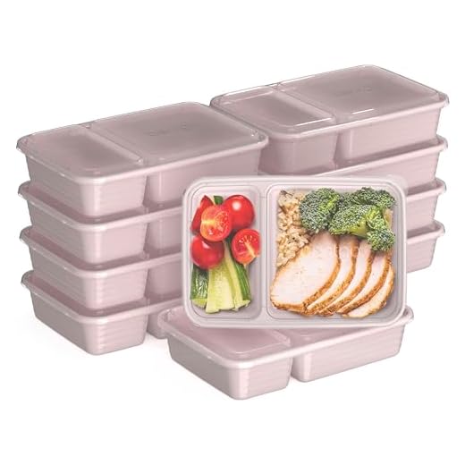Bentgo Prep 2-Compartment Meal-Prep Containers with Custom-Fit Lids - Microwaveable, Durable, Reusable, BPA-Free, Freezer and Dishwasher Safe Food Storage Containers - 10 Trays & 10 Lids (Blush Pink)