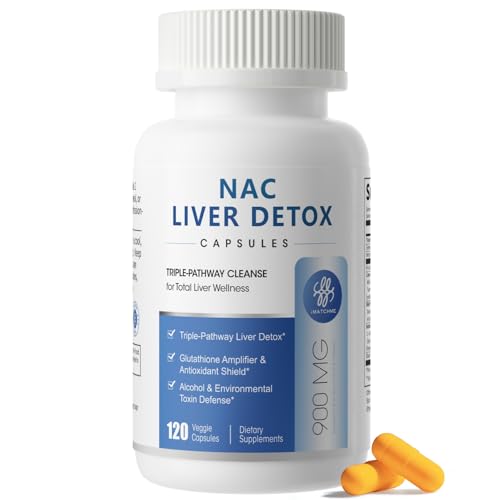 NAC Supplement 900 mg Liver Cleanse Detox & Repair Antioxidant & Cellular Health Alcohol Defense Support N-Acetyl Cysteine Capsules with Milk Thistle Turmeric Dandelion & Artichoke 120 Count