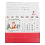 Base stable : le calendrier est soutenu par une planche épaisse et robuste, ce qui le rend idéal pour se tenir debout en toute sécurité sur n'importe quel bureau ou table, calendrier du nouvel an chinois, calendrier à rabat sur le thème chinois
