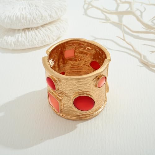 Chunky Gold Bracelets for Women Bold Vintage Hammered Hinged Bangle Bracelet Heavy Thick Wide Statement Bracelet4