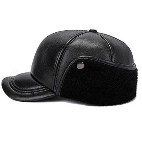 قبعة شتوية مع اغطية اذن للرجال والنساء من زوكسياو، مقاومة للرياح ومقاومة للماء، قبعة بيسبول دافئة وناعمة للجنسين، قبعة فرو روسي من الجلد الحقيقي، هدية لكبار السن، احمر، XL