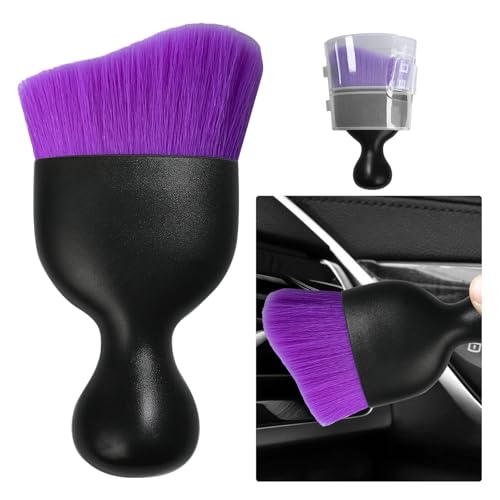 image for Ziciner Car Detailing Brush, Curved Soft Bristles Auto Removal Dust Co