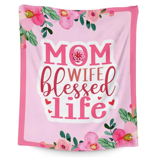 Mothers Day Blankets - 40x50 Inches Fleece Throw for Mom Wife Daughter Sister - Soft Cozy Pink Fuzzy Blanket Gifts