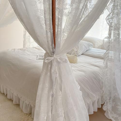 Elegante Spitze Prinzessin Moskitonetz Bettvorhang Baldachin für Mädchen Frauen Hochzeit Schlafzimmer Dekoration (Typ 3-Beige)