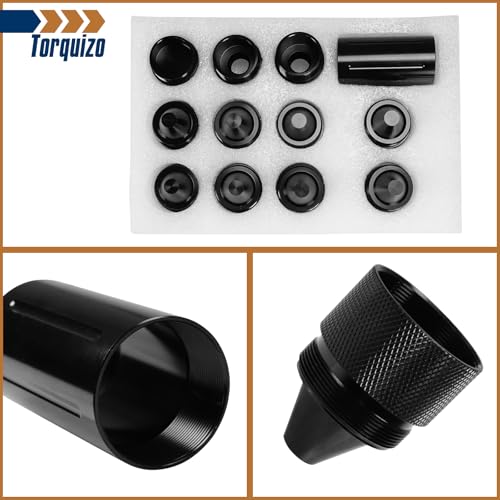 Image of Cone Shaped Parts Sealed End 1.375 inch x24 Aluminum Stainless Steel Black Replacement for Heavy Duty Truck Compatible with Kenworth, Peterbilt, Volvo, Freightliner, Mack, International