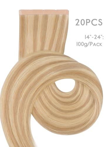 Image of WENNALIFE 3.15 inch Wide Tape in Hair Extensions Human Hair, Tape in Weft