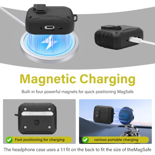 Image of HITZEE for AirPods Pro 2 /1 Case, Compatible with AirPods Pro 2(2022) /Pro 1(2019) Case, Magnetic Automatic Lock with Phone Stand, Compatible with MagSafe Cover, Gray
