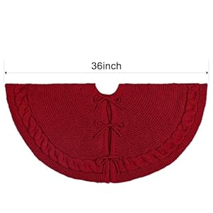 Limbridge knitted christmas tree skirt 36 inches wine red tree skirt chunky cable knit thick rustic christmas tree decorations farmhouse christmas decor xmas holiday home party decorations  urban country home decor