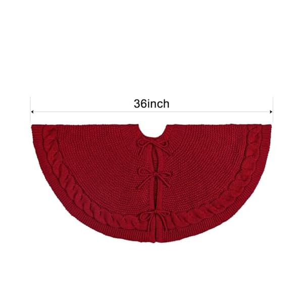 Limbridge knitted christmas tree skirt 36 inches wine red tree skirt chunky cable knit thick rustic christmas tree decorations farmhouse christmas decor xmas holiday home party decorations  urban country home decor