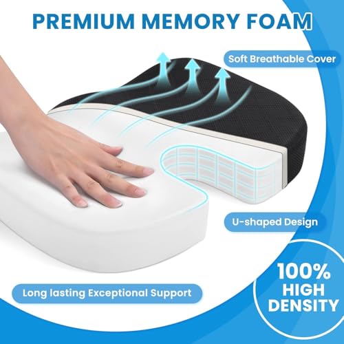 Image of TEKCOOL Seat Cushion for Office Chair Memory Foam Non-Slip Cushion Back, Relief Chair Pad, Butt Pillow for Office Chair, Car, Computer Desk(Black, Seat Cusion)