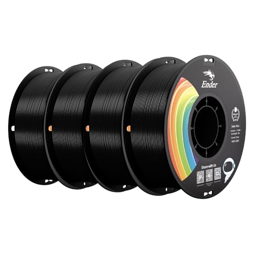 Image of Creality PLA+ Filament 1.75mm 4KG, 3D Printer Filament 4 Pack 1kg Cardboard Spool, Strong Toughness, No-Tangling, Accuracy + /-0.02mm, Multi-Color 3D Printing Filament for Most FDM Printers(4 Black)