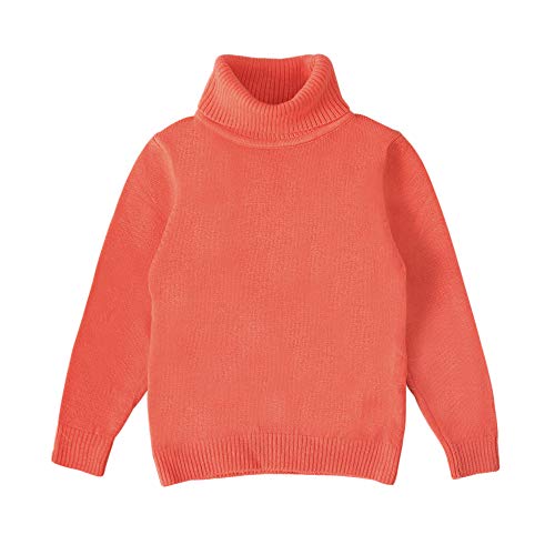 Toddler Girls Boys Turtleneck Pullover Sweater Unisex Baby Kids Winter Knit Sweatshirt Cotton Clothes (4-5 Years,Orange Red)