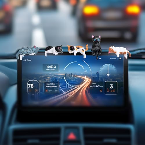 KIAYOO Accessori per Interni Auto Gatto, Decorazioni per Cruscotto, 5PCS Carino Divertente Decorazioni Auto, Ornamento per Specchietto Retrovisore Regalo per Donne Ragazze Uomini Ragazzi