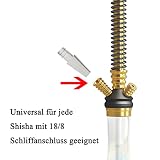 RMAN® Wąż do sziszy do Hookah ze szklaną końcówką i wężem silikonowym shisha 150 cm, adapterem ustnika, sprężyną zapobiegającą skręcaniu, nadaje się do wszystkich fajek wodnych