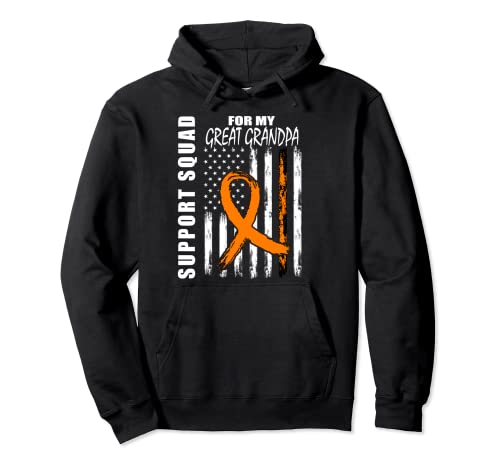 Orange Great Grandpa Leucemia Consapevolezza US Flag Cancer Gifts Felpa con Cappuccio