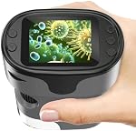 1000X Microscope numérique portatif pour enfants - 4K 2.0" Écran, rechargeable Mini Labster Portable Pocket Scope, Comprend le kit de diapositives - Science Gadget Edu Garçon Filles Cadeau Ages 4-12