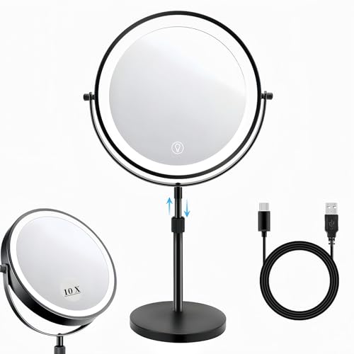 مرآة مكياج مضاءة قابلة لإعادة الشحن بسعة 2500 ميلي امبير في ...