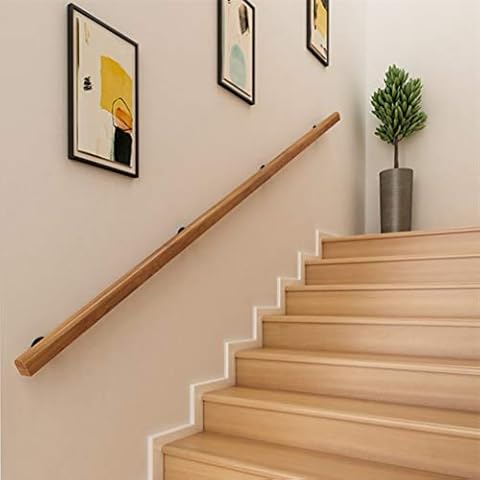 GJIF Stair Banister Handrails Stairs Handrail, Solid Wood Anti-Slip Stair Railing, Home Interior Loft Against The Wall Elderly Handrail,Customizable Size (Size : 1ft/30cm) Cover