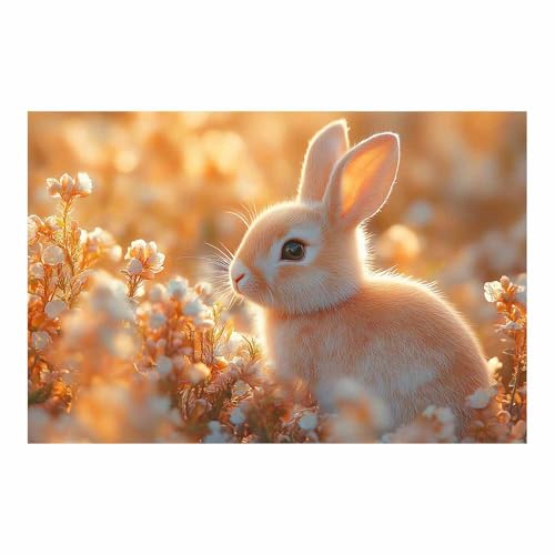 Poster lapin orange mignon illustration poétique pour chambre enfant