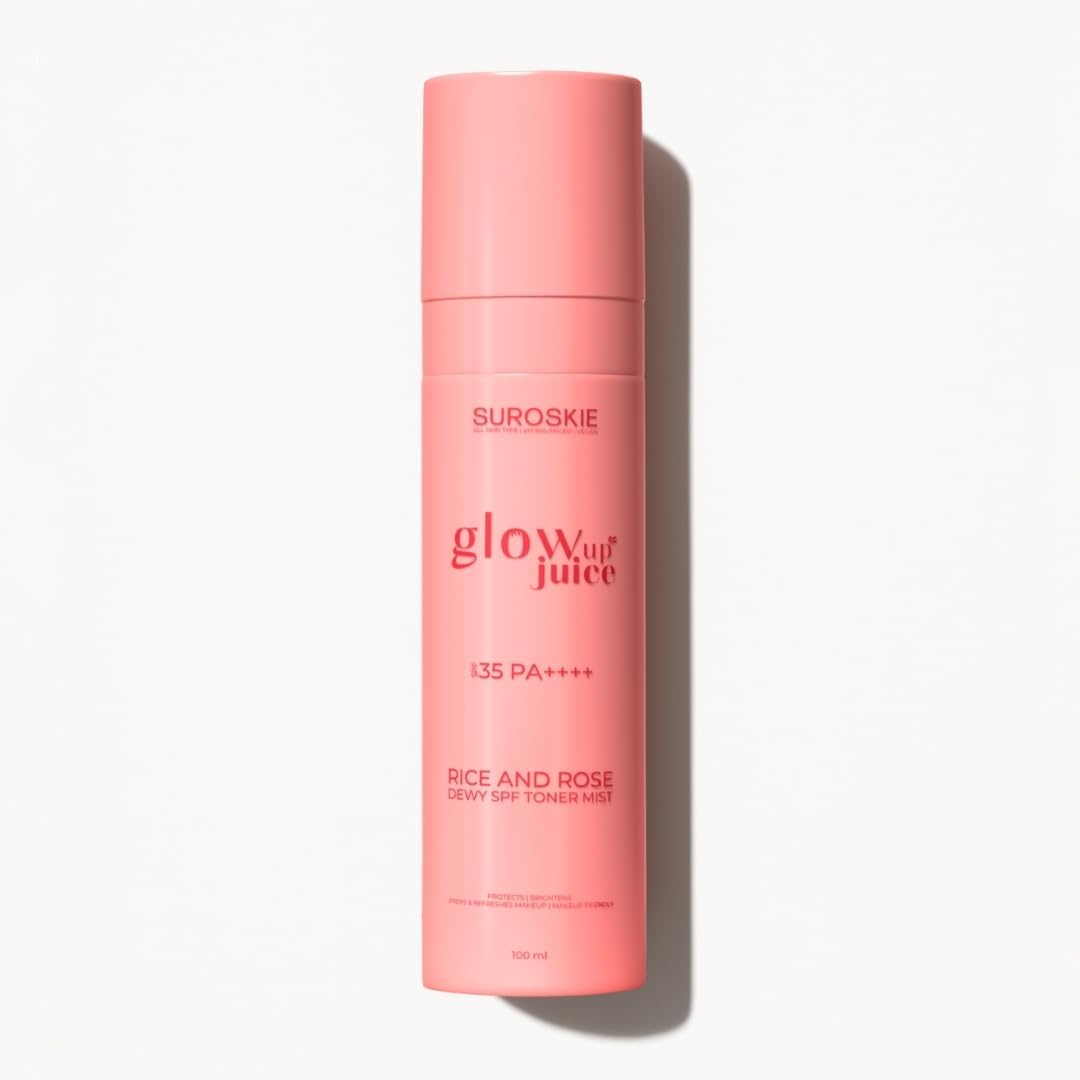 Glow Up Juice Spf 35 Pa++++ 100Ml | Rose & Rice Toner Korean Skincare For Glass Skin | Uv Rays Protection | Brightens & Smoothens | Dewy Mist For All Skin Types | Dermatologically Tested