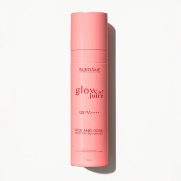 Suroskie Glow Up Juice Spf 35 Pa++++ 100Ml | Rose & Rice Toner Korean Skincare For Glass Skin | Uv Rays Protection | Brightens & Smoothens | Dewy Mist For All Skin Types | Dermatologically Tested