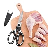 Tijeras de Cocina Profesionales de Acero Inoxidable, con Cubierta de Cuchilla, para Cortar Pollo, Pescado, Carne, Verduras, Huesos, Nueces, Apto para Lavavajillas