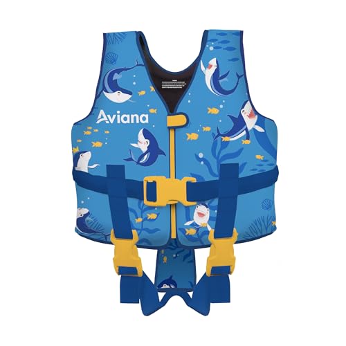 Toddler Swim Vest Floaties Jackets for Kids Pool Float Training to Swim or Fishing 33-60 lbs Boys Girls Vest (Shark, Large)