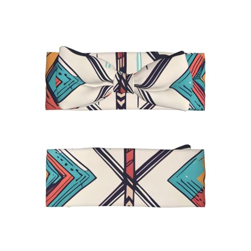 Colorful Hand Drawn Art with Boho Style Arrows Picture Baby Bow Headband Super Stretchy Soft Bows Hair Accessories for Newborn Infants Toddlers Kids Girls2