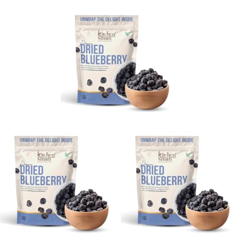 Image of KitchenSmith Dried Blueberry Seedless - 250gm | USA Origin - Dried Blueberries | Rich In Calcium, Vitamin K & Boost Immunity (Air Tight Pouch) (Pack of 3)