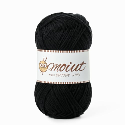 Image of Cotton Yarn for Crocheting, Baby Yarn for Crocheting Soft, 131yds / 1.76oz Fluffy Amigurumi Crochet Yarn, 5 Ply 100% Milk Cotton Yarn for Puzzle、Socks、Clothes(Black)