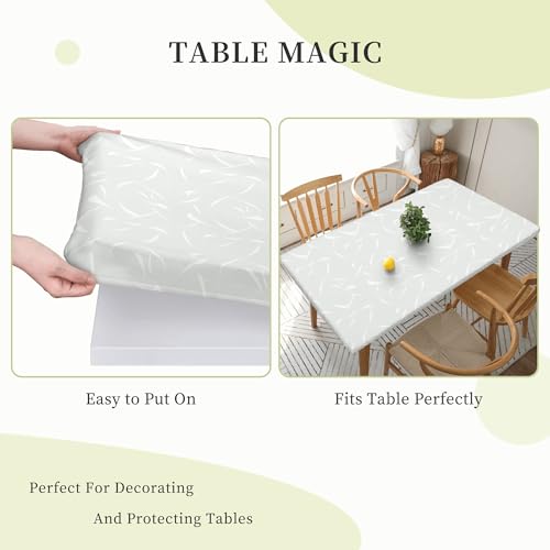 Nappe extensible blanche 152 cm protection table rectangulaire résistante huile - 8