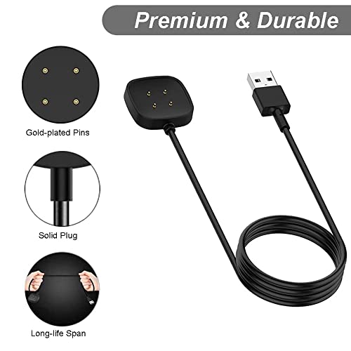 Image of Black Magnetic charging cable watch USB Adapter for Fitbit Versa 3 & sense smartwatch charger Durable Portable Charger Dock Power Cable Cord