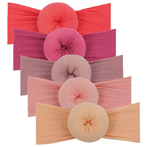 Newest Baby Headbands Circle Turban Knotted Bows Soft Silk Nylon Headwraps For Newborn Infant Toddlers Girl Kids … (Headwrap-05)