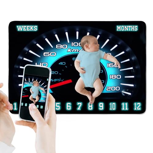 Image of Racing Car Baby Monthly Milestone Blanket, Rally Speedometer,60x40in Soft Flannel, Newborn Mom Gifts, Baby Shower Age Growth Tracker with Bonus Maker