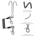 Gavigain Scuba Diving Reef, Stainless Steel Diving Current Hooks Double Reef Drift Hooks with Spiral Coil Lanyard Black