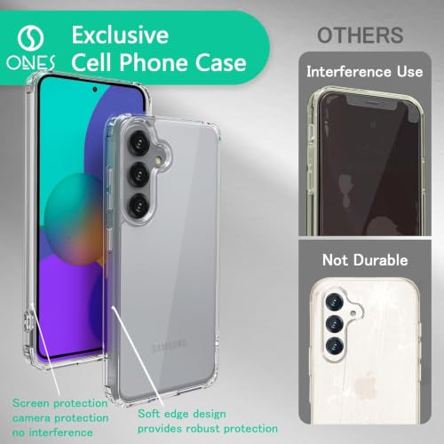 Image of ONES for Samsung Galaxy S26 Slim Case Clear, [PC + TPU Hybrid] [Military-Grade Drop Guard ] [Anti-Yellowing][ Anti-Slip ], Shockproof Silicone Hard Cover, Scratch Resistant, Transparent Case
