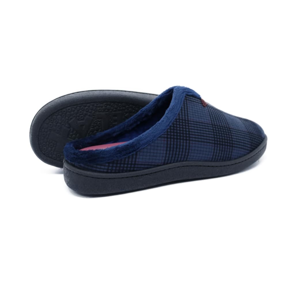 PLUMAFLEX - Zapatilla Hombre Cuadros Azul y Negro. - R12268 para: Hombre