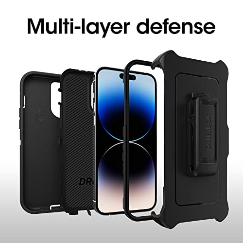 OtterBox iPhone 14 Pro Max Defender Series Case - BLACK , rugged & durable, with port protection, includes holster clip kickstand - image 3