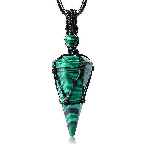 Image of XIANNVXI Healing Crystal Necklace for Men Jewelry Gift | Adjustable Black Rope Natural Gemstone Pendant
