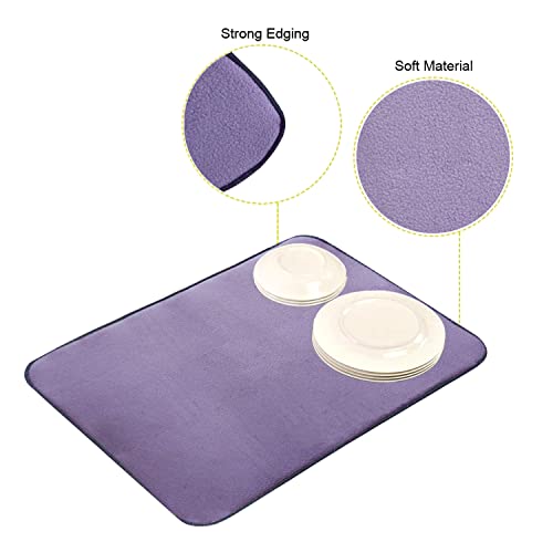 Image of Kuber Industries Microfiber Reversible Dish Drying Mat with Absorbent Parity for Kitchen 19 inchx 15 inch(Purple)